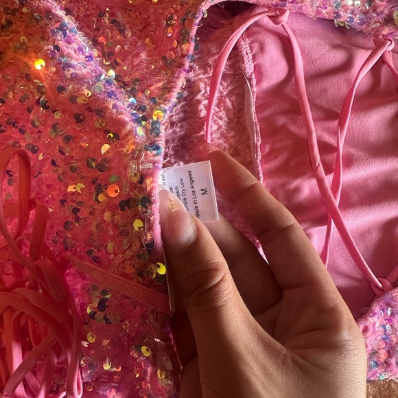 Lucy in the Sky Pink Velvet Sequin Dress - Picture 9 of 11